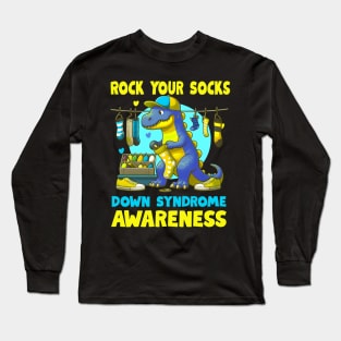 Dinosaurus ( Dino) Down Syndrome Awareness Rock Your Sock copy Long Sleeve T-Shirt